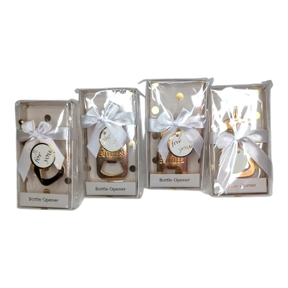 Lot of 4 Poppin Bottles Gold Plated Metal Baby Bottle Openers Party Favors Gifts